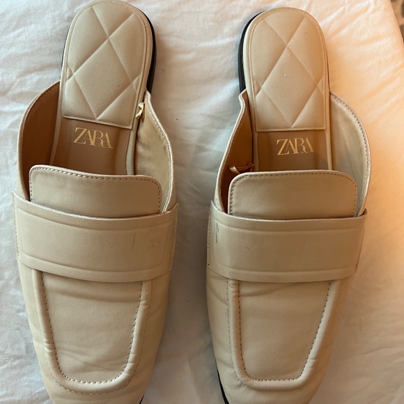 ZARA Beige Square Toe Slip On Mules - Size 39 (US 8.5) - Picture 5 of 6